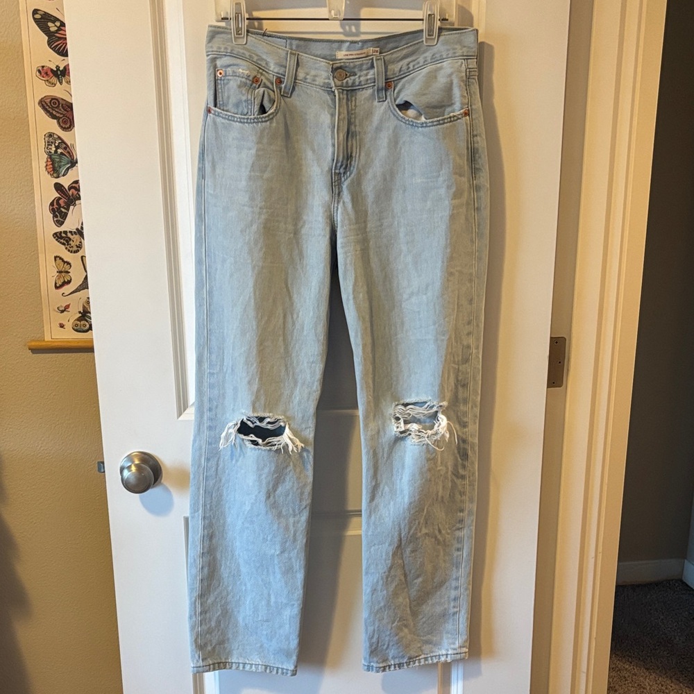 Levi’s Low Pro Straight Light Blue Ripped Women Jeans